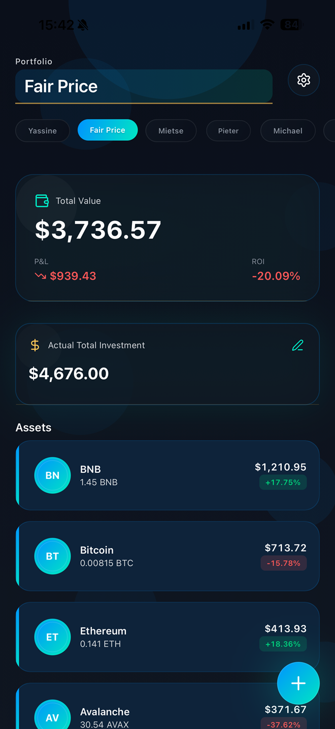 Crypto Porto Dashboard Interface