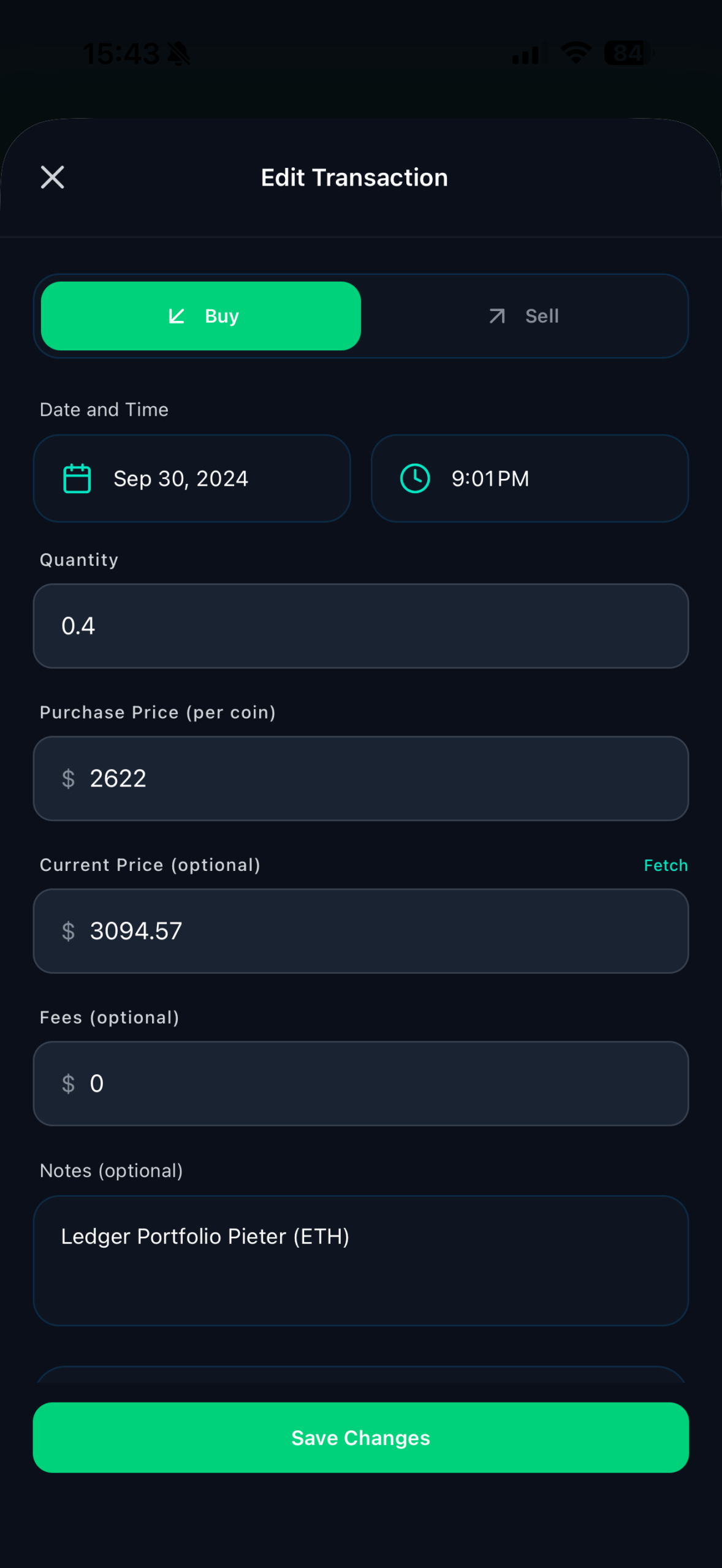 Crypto Porto Mobile Interface