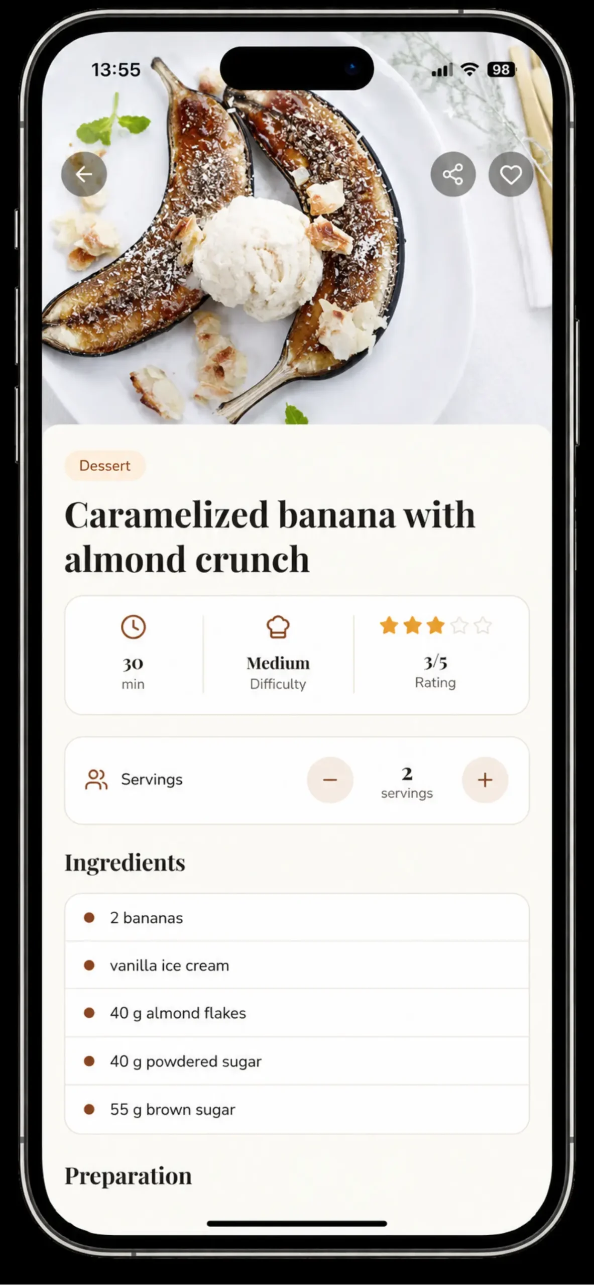 Elegant Cook recipe detail screen